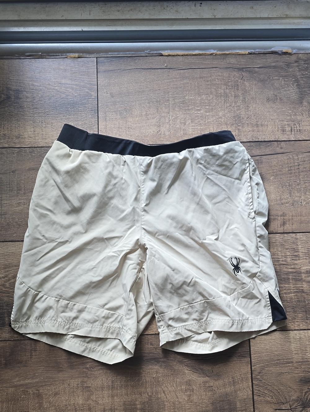Spyder Cream Athletic Shorts with Black Waistband